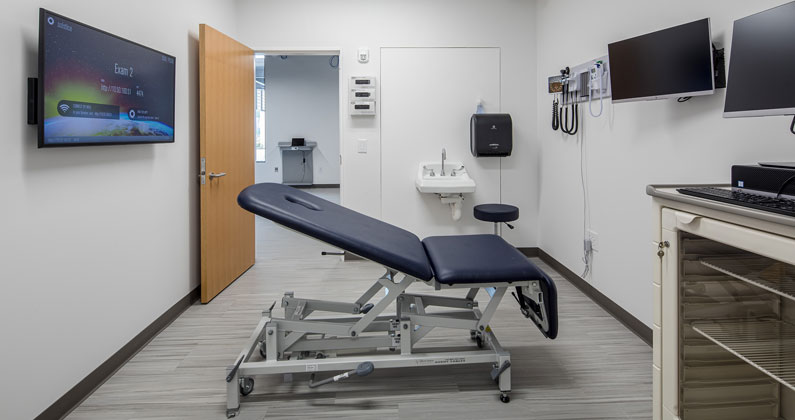 Standardized patient exam room Patient exam room at the PCOM South Georgia Simulation Center